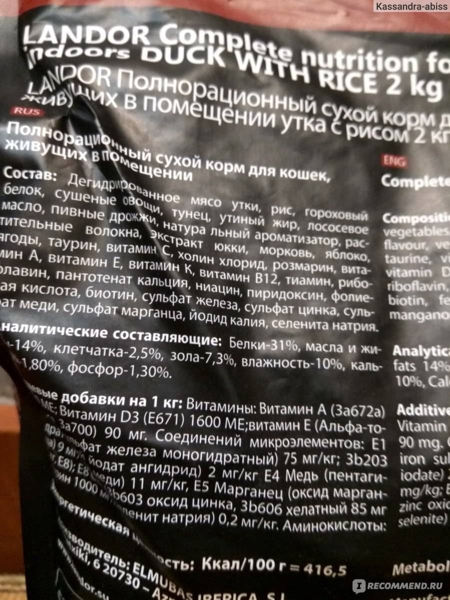 Landor (ландор): обзор корма для кошек, состав, отзывы