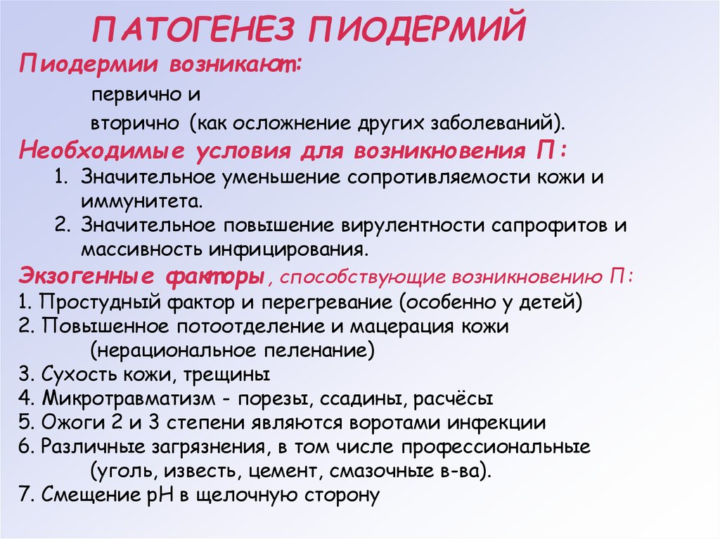 Пиодермия – симптомы, лечение, причины заболевания