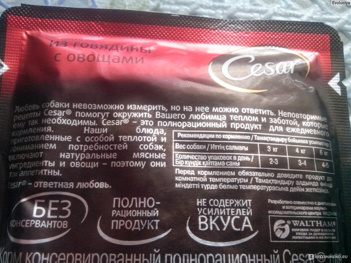 Цезарь корм для собак какого класса