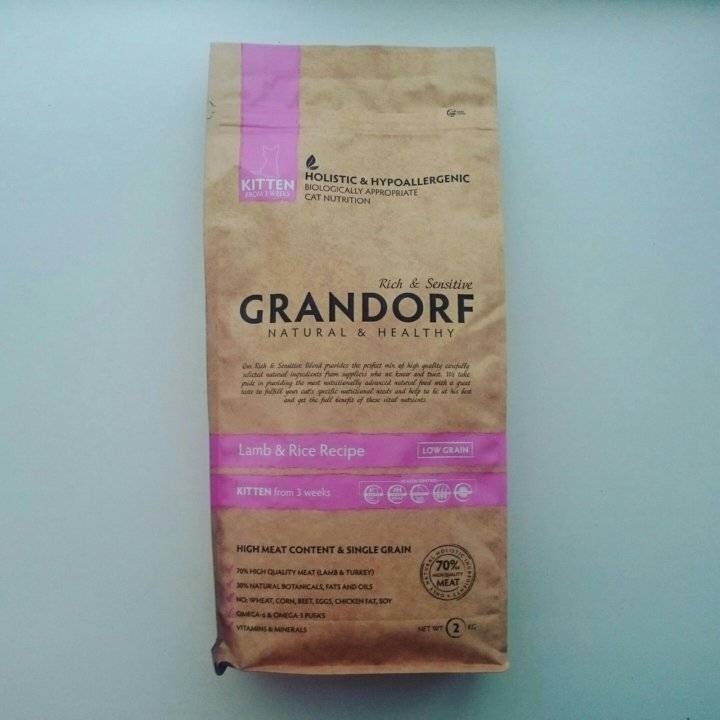Из чего состоит корм для кошки и котенка grandorf: подробное описание