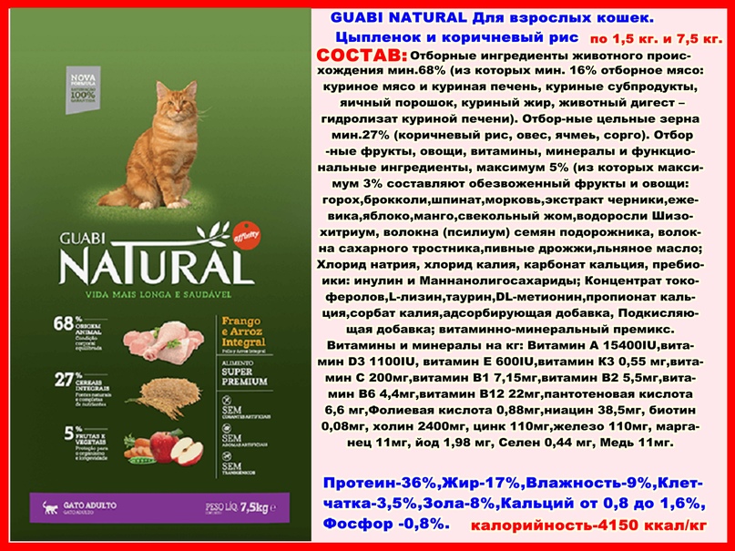 «Гуаби» (корм для кошек и котят): описание