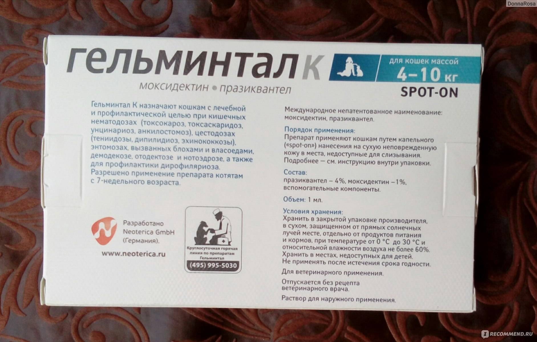 Гельминтал для кошек: показания к применению, инструкция