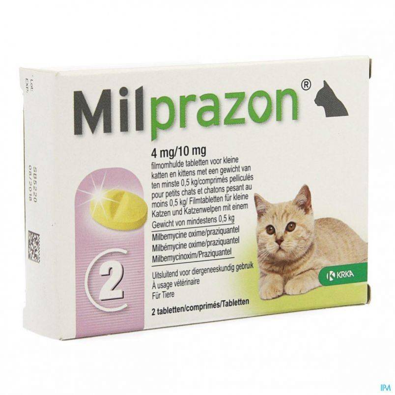 Krka милпразон антигельминтный препарат для котят и кошек весом до 2 кг, 2 табл.
