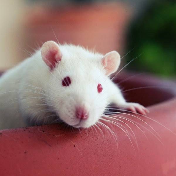 Уход за обычными крысами,  белые крысы с красными глазами.