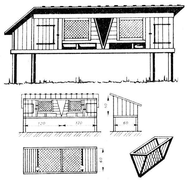 Схема крольчатника с маточником